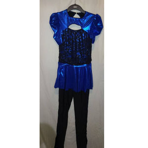 Revolution Black/Royal Blue One Piece Dance Costume Size LA